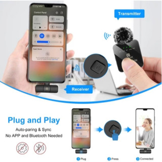 Micro Lavalier không dây có khả năng khử tiếng ồn & kẹp xoay được cho thiết bị Iphone & Usb-c