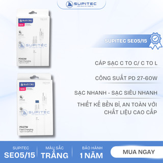 Cáp Sạc Nhanh PD 27-60W (C to C/ C to L) Supitec SC15/05 1M