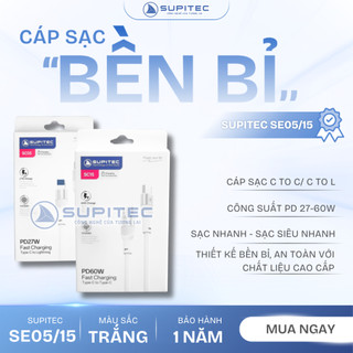Cáp Sạc Nhanh PD 27-60W (C to C/ C to L) Supitec SC15/05 1M