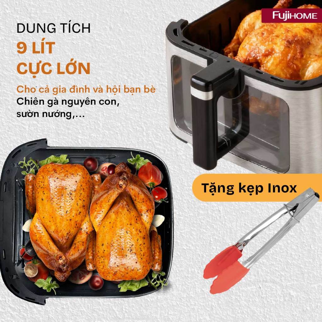 Nồi chiên không dầu Nhập Khẩu FUJIHOME A9DH, nồi chiên dung tích lớn 9L gia đình chiên nướng đa năng