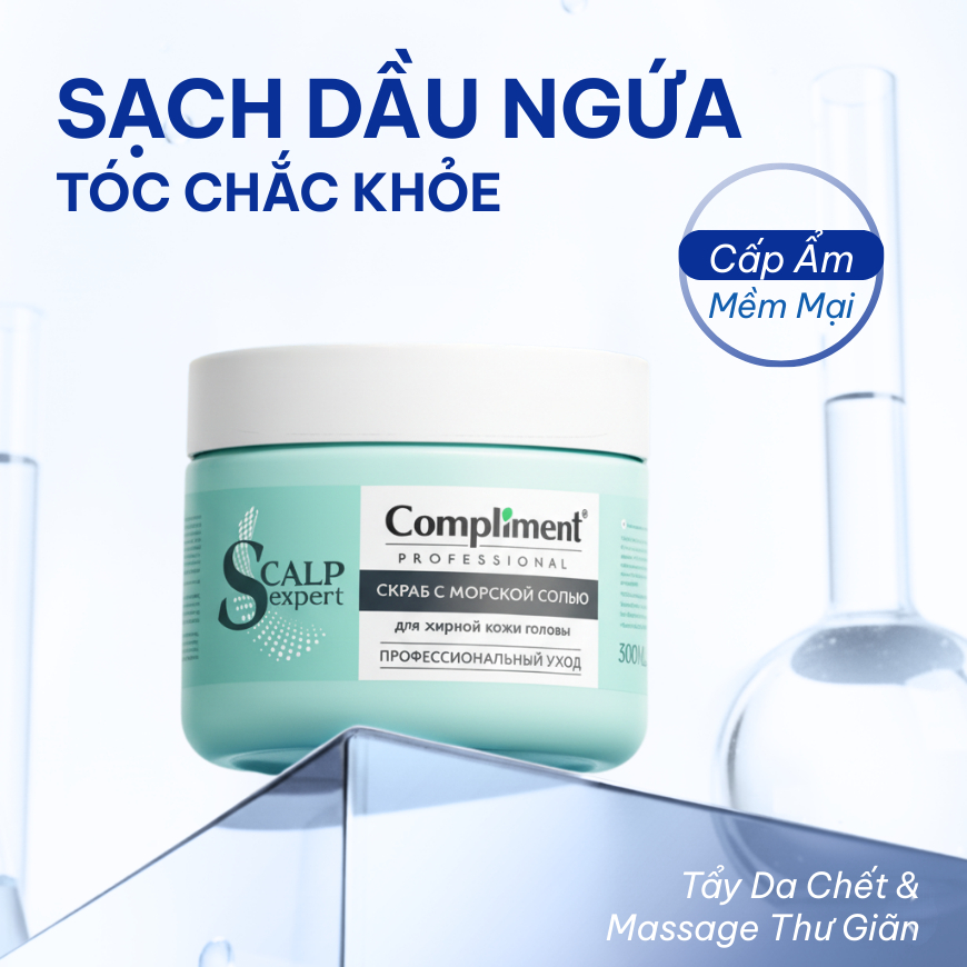 Tẩy tế bào chết da đầu Compliment Scalp Expert muối biển 300ml – Giúp sạch dầu, giảm ngứa, mượt tóc