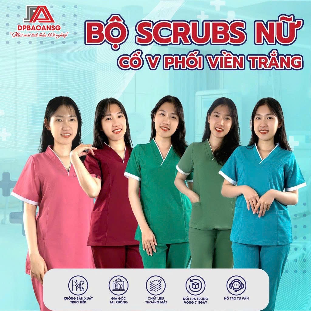 Đồng Phục Spa NỮ NHIỀU MÀU cổ V Cotton Hàn cao cấp - đồng phục bệnh viện cho hộ lý, bệnh viện
