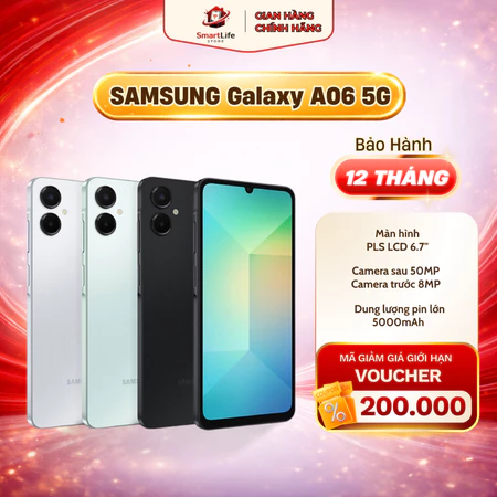 Điện thoại SAMSUNG Galaxy A06 5G hàng Quốc Tế - Bảo hành chính hãng 12 Tháng