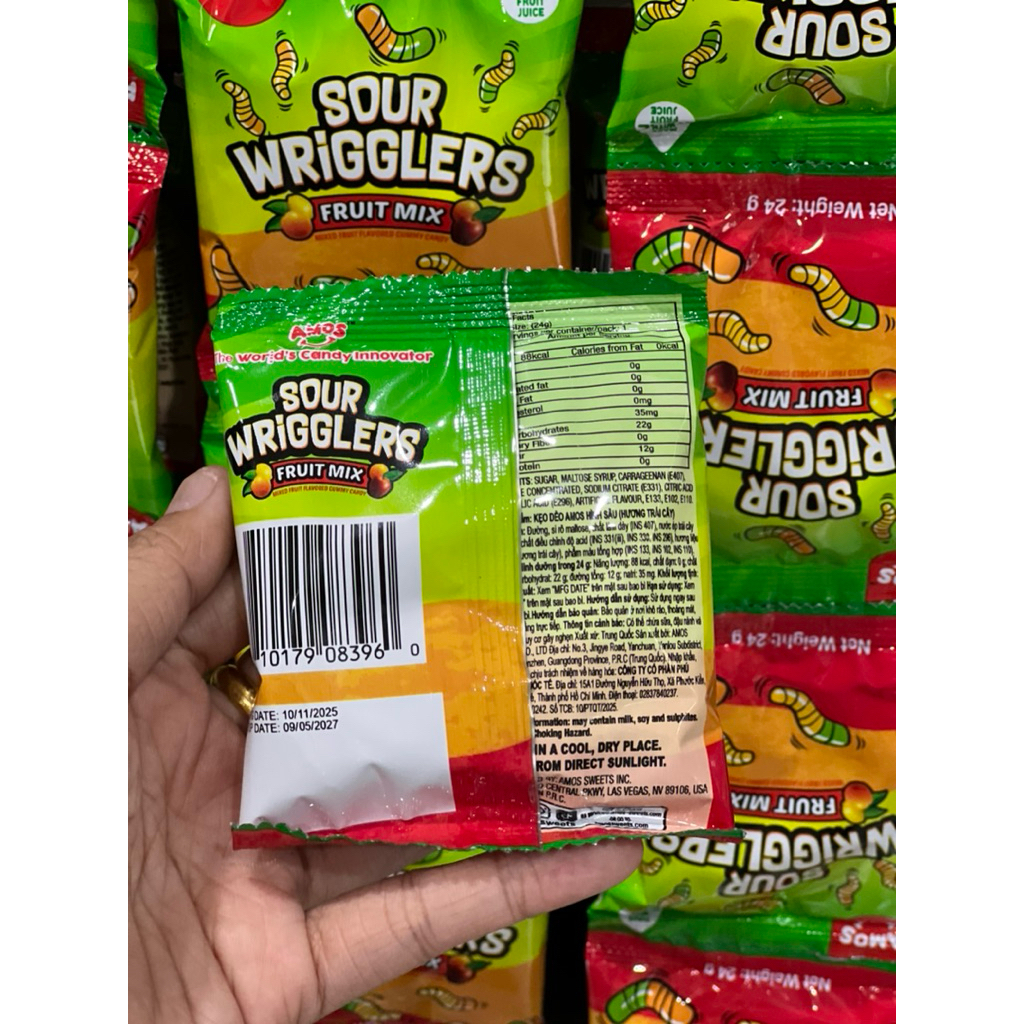 Kẹo dẻo siêu ngon con sâu cho mọi lứa tuổi sour wrigglers 10 gói