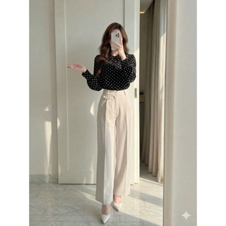 Áo lụa chấm bi cổ đức