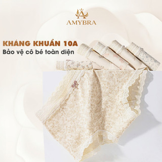 [ BST 2026 ] Quần Lót AMYBRA Dáng Đùi Viền Ren Mềm, Quần Boxer Nữ Đính Nơ Đay May Kháng Khuẩn L5272