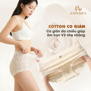 [ BST 2026 ] Quần Lót AMYBRA Dáng Đùi Viền Ren Mềm, Quần Boxer Nữ Đính Nơ Đay May Kháng Khuẩn L5272