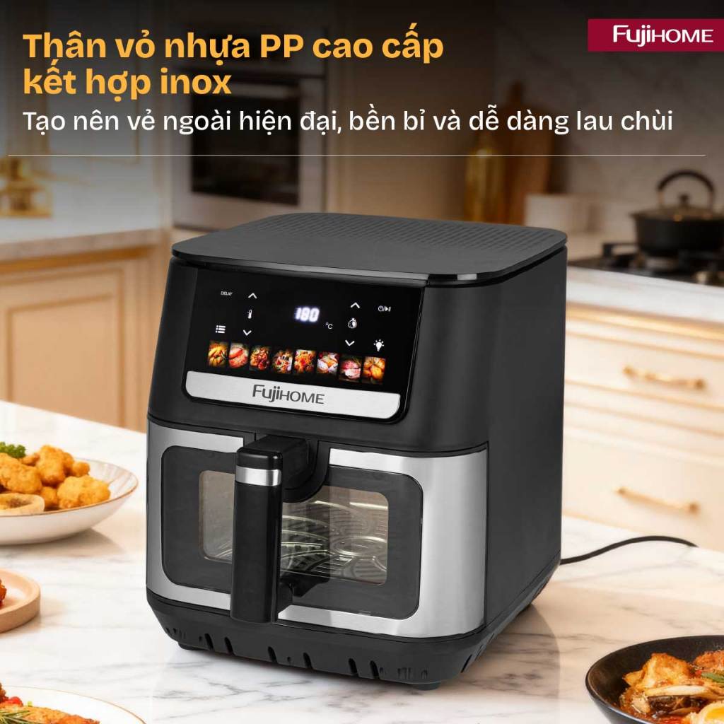 Nồi chiên không dầu Nhập Khẩu FUJIHOME A9DH, nồi chiên dung tích lớn 9L gia đình chiên nướng đa năng