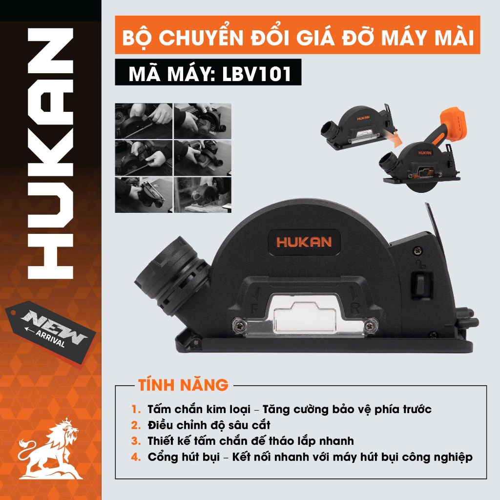 Bộ Chuyển Đổi Giá Đỡ Máy Mài HUKAN LBV101| Phụ Kiện Máy Mài Cắt Chính Hãng, Tấm Chắn Bảo Vệ, Cổng Hút Bụi Kết Nối