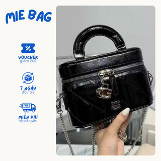 Túi xách nữ dáng hộp dập vân cao cấp, túi cầm tay nữ dây xích sang trọng MIE BAG
