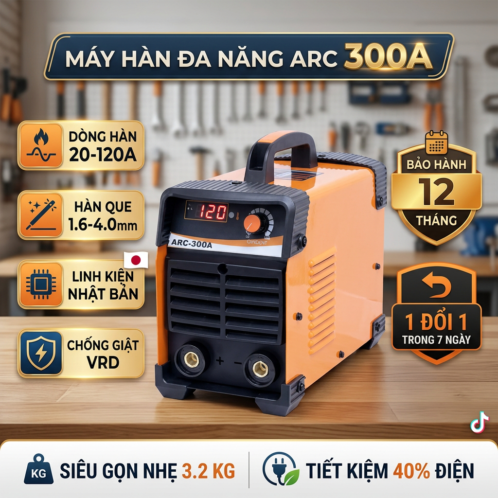Máy Hàn Điện tử Chuyên Công Trình TANKMECH ARC 300A 3 Tụ Hàn Que Hồ Quang cầm tay mini Nhỏ Gọn