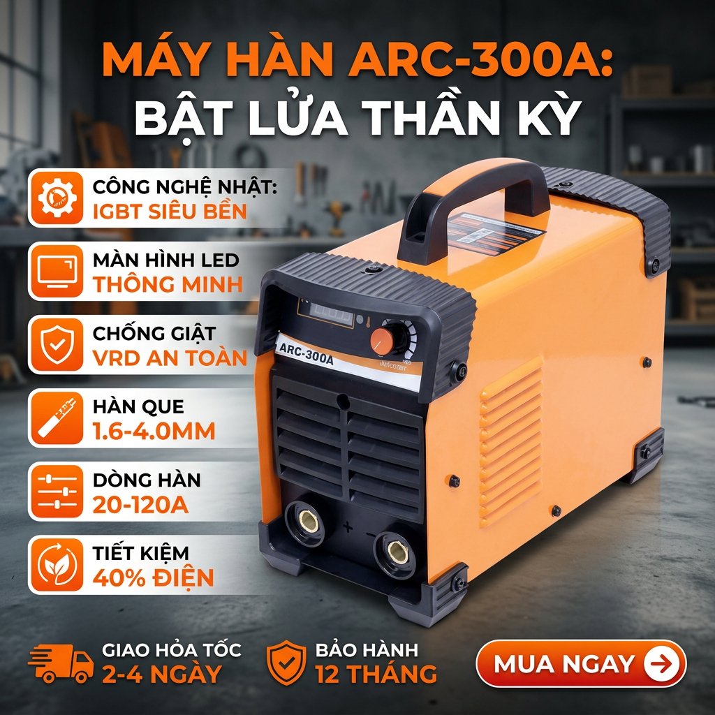 Máy Hàn Điện tử Chuyên Công Trình TANKMECH ARC 300A 3 Tụ Hàn Que Hồ Quang cầm tay mini Nhỏ Gọn