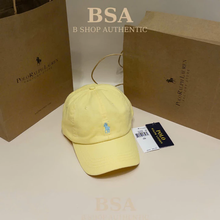 [CHÍNH HÃNG - TẶNG TÚI GIẤY] MŨ/NÓN NGỰA THÊU POLO RALPH LAUREN TONE VÀNG UNISEX FORM MỀM CHẤT KAKI