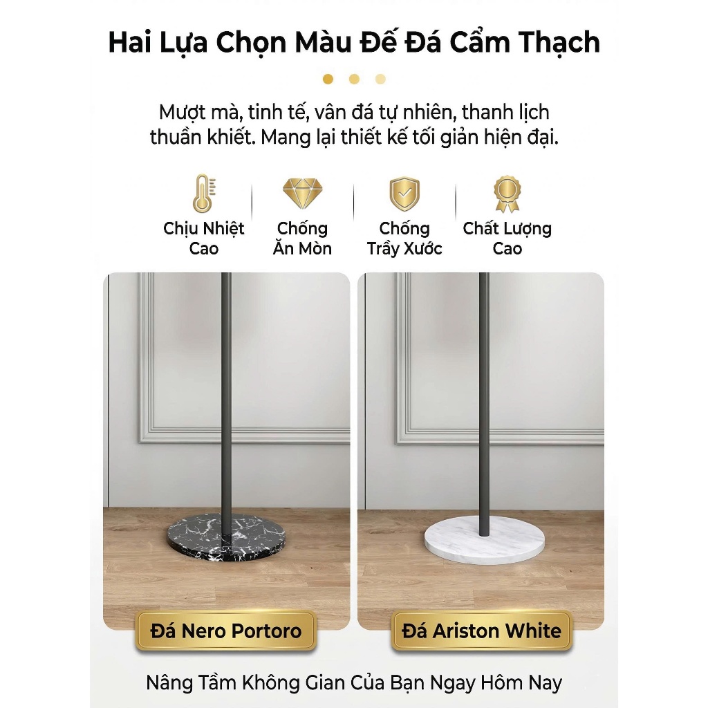 Cây Treo Quần Áo ZK21 Chân Đế Vân Đá Cẩm Thạch, Giá Treo Đồ Đứng Kim Loại Sang Trọng Phòng Ngủ | BigBuy360 - bigbuy360.vn