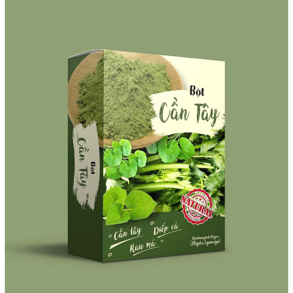 Bột Cần Tây Diếp Cá Rau Má Chính Hãng Cao Cấp ✅ Trắng sáng da đẹp dáng giải nhiệt mát gan thanh lọc cơ thể hộp 20 gói