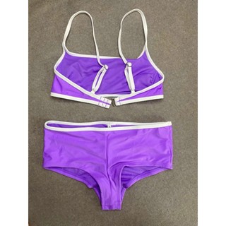 (Thanh lý) Bikini 2 mảnh màu tím áo 2 dây có đệm ngực + quần short kín đáo hàng xuất dư cao cấp