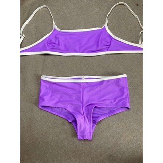 (Thanh lý) Bikini 2 mảnh màu tím áo 2 dây có đệm ngực + quần short kín đáo hàng xuất dư cao cấp