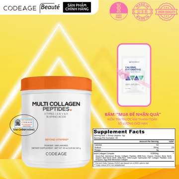 Bột collagen thủy phân CodeAge Multi Collagen Peptides 567g Hỗ trợ trẻ hoá da, chống lão hóa
