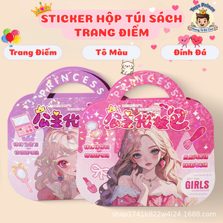 Hộp Sticker Trang Điểm 3IN1 Bóc Dán, Tô Màu, Đính Đá Đa Dạng Màu Sắc Đẹp Mắt Đồ Chơi Thủ Công DIY Sáng Tạo Cho Bé