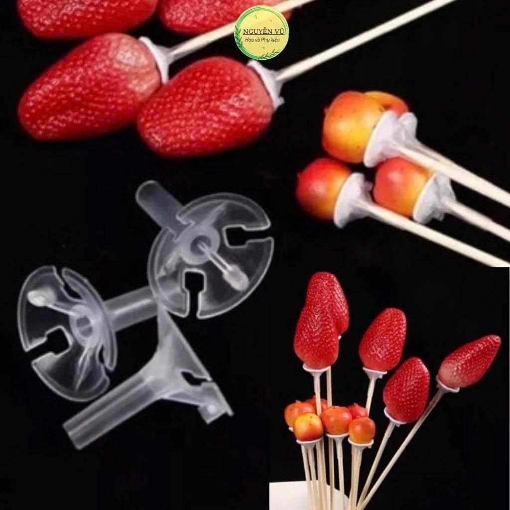 100 đế nhựa CHỤP TRÁI CÂY làm đế đỡ trái cây để cắm bó hoa quả chụp nhựa que đế cắm trái cây