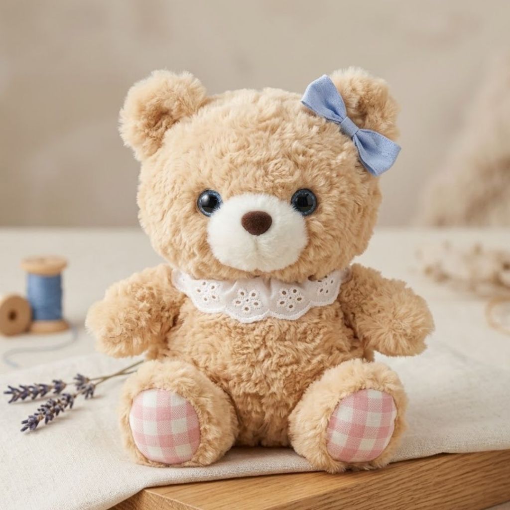 Gấu bông thỏ hồng và gấu nâu lông xù tai dài đeo yêm nơ dễ thương làm quà tặng sinh nhật cho bé, bạn gái