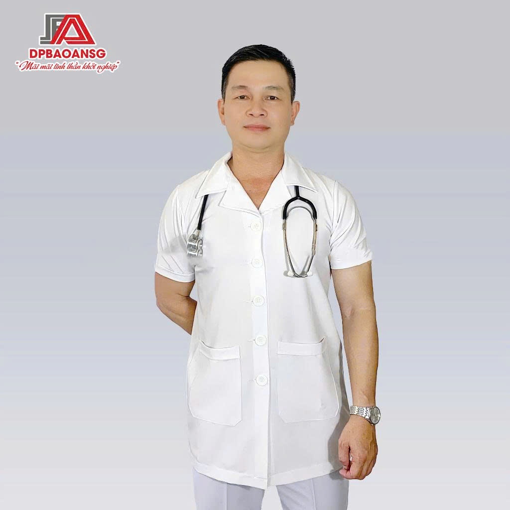 Áo Blouse Dược Sĩ Nam Tay Ngắn Túi Vuông Vải Kate Siêu/Cotton hàn cao cấp