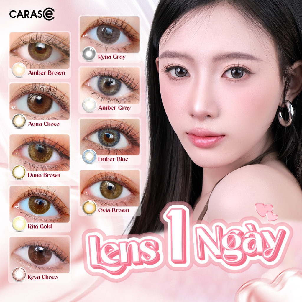 [1 Chiếc] BST Kính Áp Tròng Khoá Ẩm 1 Ngày Nhiều Màu CARASE, Lens Cận Cực Hot Trend