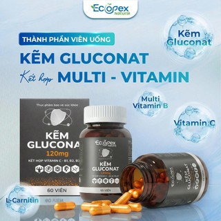 [Combo 3 Tặng 1] Kẽm Gluconat Hỗ Trợ Giảm Mụn, Kiểm Soát Dầu, Tăng Đề Kháng, Sáng Da - Hộp 60 viên