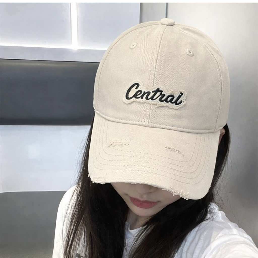 Combo 2 Mũ bucket vành cụp và Nón lưỡi trai rách thêu Central chất kaki, nón cặp nam nữ chất kaki đẹp, size to nam nữ