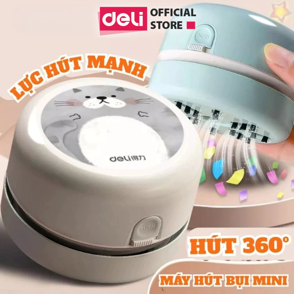 Máy hút bụi mini để bàn Deli - Máy hút bụi cầm tay tiện dụng hút tẩy vụn bút chì - Không dây nhỏ gọn