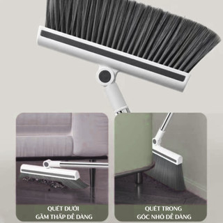 Bộ Chổi Quét Nhà Kèm Hốt Rác Cán Dài 3in1  Gấp Gọn, Lông Mềm, Quét Sạch Nhanh