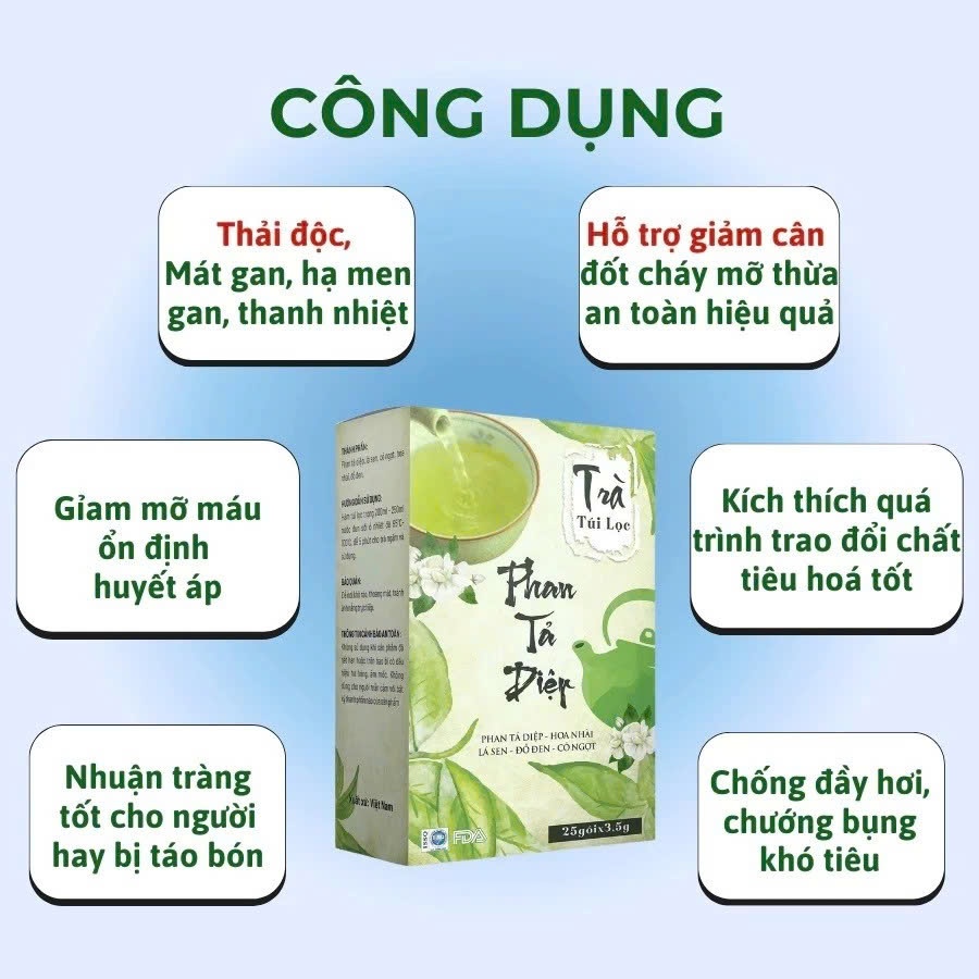 ✅ [Chính Hãng] Trà Phan Tả Diệp Hộp 25 Gói ✅ Trà giảm cân giảm béo nhanh nhuận tràng hết táo bón thanh nhiệt giải độc