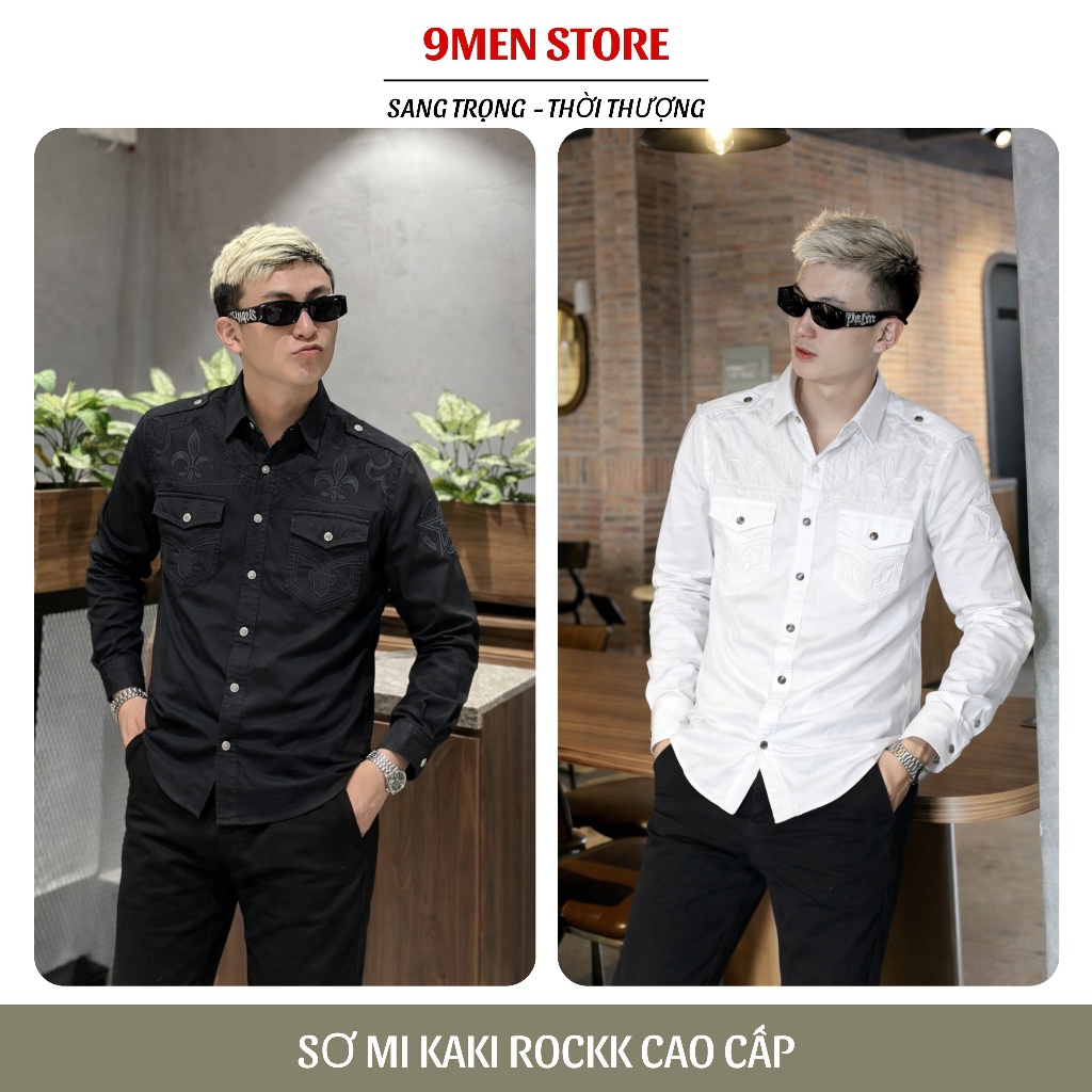 Sơ Mi Rock Classic Cao Cấp Thêu Họa Tiết Mãng Xà Chỉ Ẩn, Vải Kaki Tôn Dáng, Cúc Kim Loại Đẳng Cấp 71