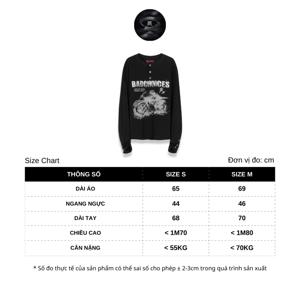 Bad Choices | Áo tay dài henley racing UNTAMED CAPSULE vải xước mỏng form ôm