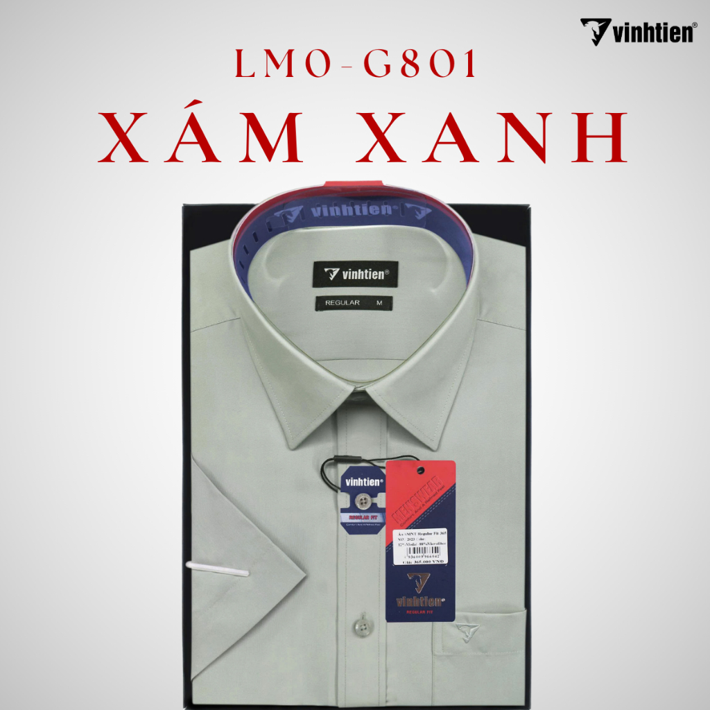 Áo Sơ Mi Nam Ngắn Tay Trơn Màu Vạt Ngang Form Regular Vĩnh Tiến 365 - Nhiều Màu