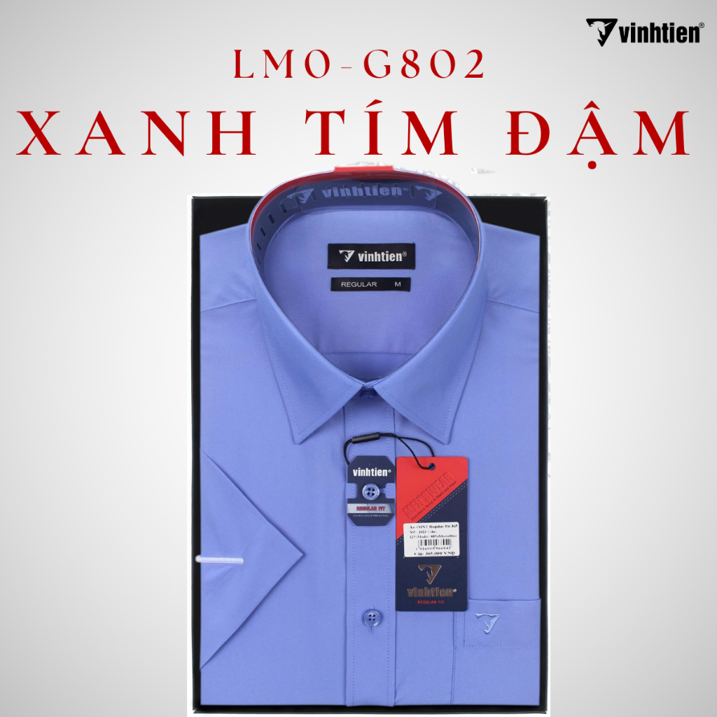 Áo Sơ Mi Nam Ngắn Tay Trơn Màu Vạt Ngang Form Regular Vĩnh Tiến 365 - Nhiều Màu