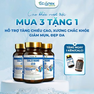 [Combo 3 Tặng 1]  CANXI NANO D3 Viên Uống Bổ Sung Canxi, Hỗ Trợ Tăng Chiều Cao, Giúp Xương Chắc Khỏe