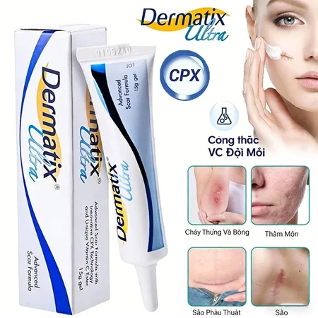 Gel Dermatix Ultra 15g - Dematix Gel Làm Mờ Sẹo Thâm làm phẳng sẹo Lồi Rỗ kem chấm mụn giảm sưng viêm phục