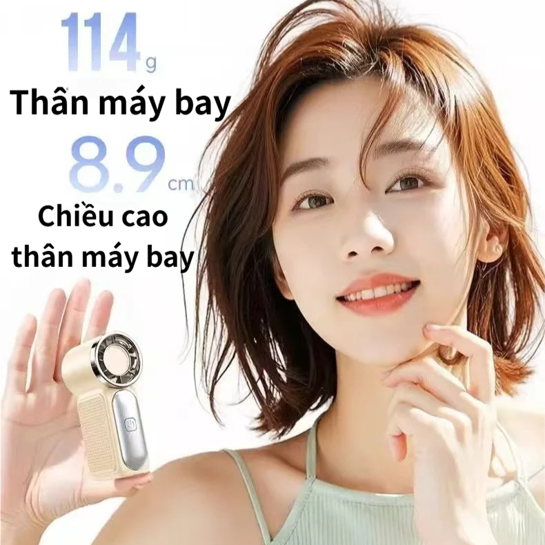 Quạt Cầm Tay Mini Turbo | 100 Cấp Điều Chỉnh | 10m/s Gió Mạnh | Pin 3000mAh | Sạc Nhanh Type-C | Nhẹ 108g