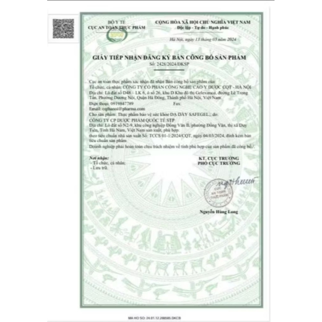 Gel thảo dược giảm trào ngược dạ dày SAFEGEL 20gói bvệ dạ dày, giảm ợ hơi ợ chua, đau rát do viêm loét dạ dày-tá tràng