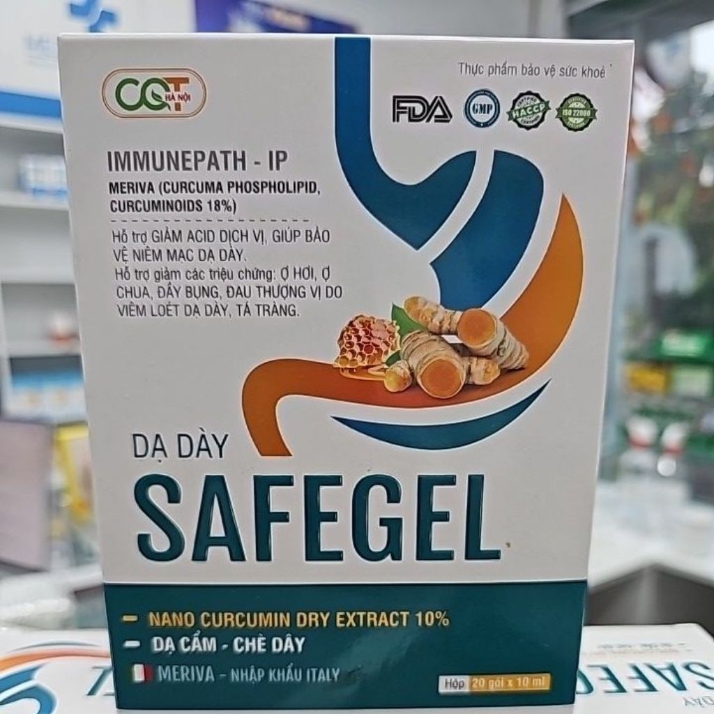 Gel thảo dược giảm trào ngược dạ dày SAFEGEL 20gói bvệ dạ dày, giảm ợ hơi ợ chua, đau rát do viêm loét dạ dày-tá tràng