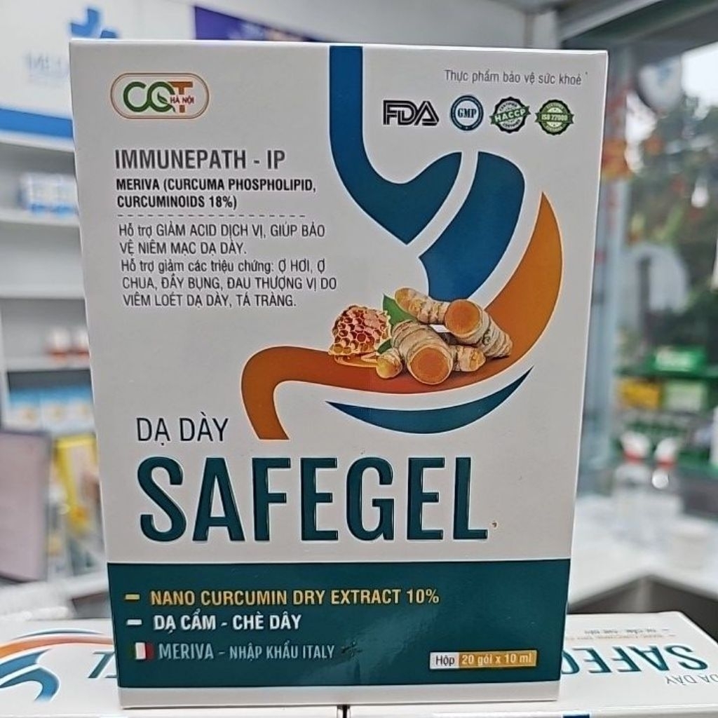 Gel thảo dược giảm trào ngược dạ dày SAFEGEL 20gói bvệ dạ dày, giảm ợ hơi ợ chua, đau rát do viêm loét dạ dày-tá tràng