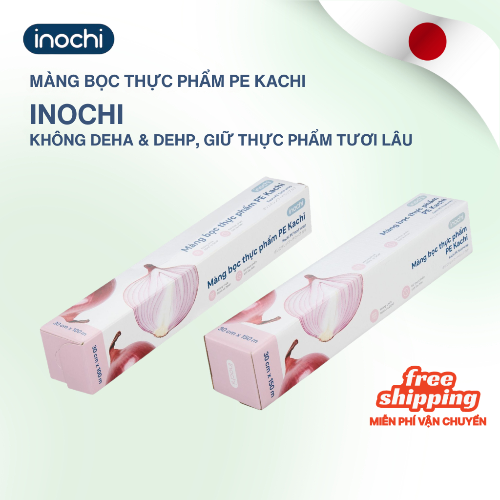 [MỚI] Màng bọc thực phẩm PE KACHI Inochi chịu nhiệt dưới 100*C, bảo quản tốt ngon thịt cá rau củ, ngăn mùi & vi khuẩn