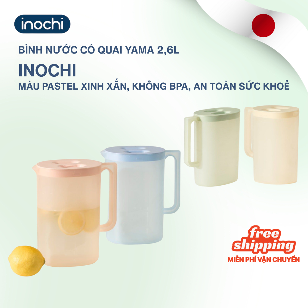 [MỚI] Bình nước Yama (CÓ QUAI) INOCHI 2,6L tay cầm tiện lợi, chịu nhiệt tốt, nhựa PP an toàn