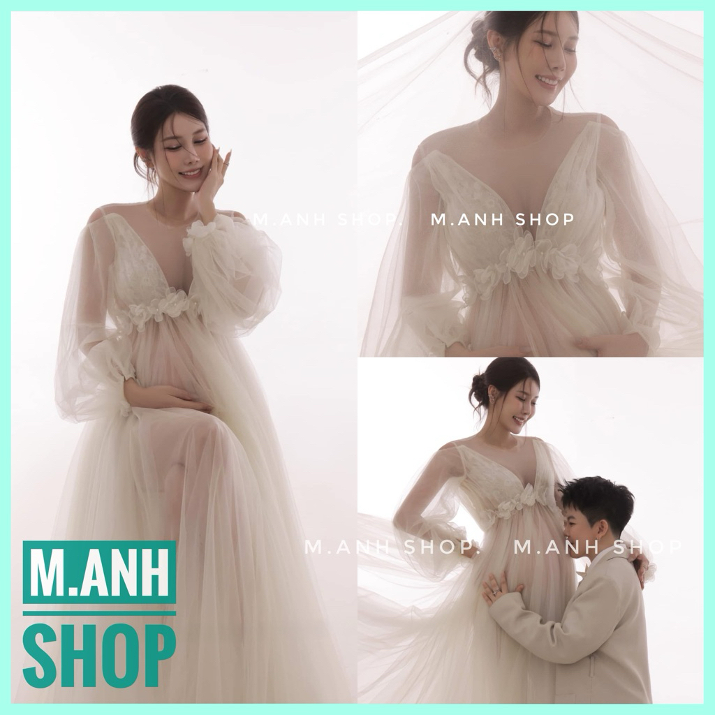 Váy Bầu Ren Lưới Chụp Ảnh Concept Bầu Xinh Đẹp Dễ Thương