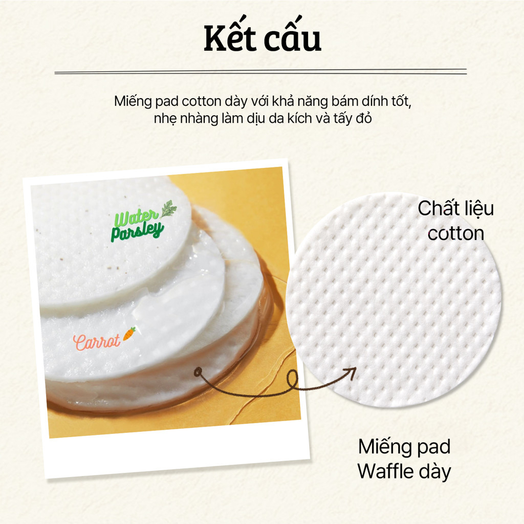 Toner Pad Chiết Xuất Cà Rốt Làm Dịu Mát Làn Da Carrot Carotene Calming Water Pad