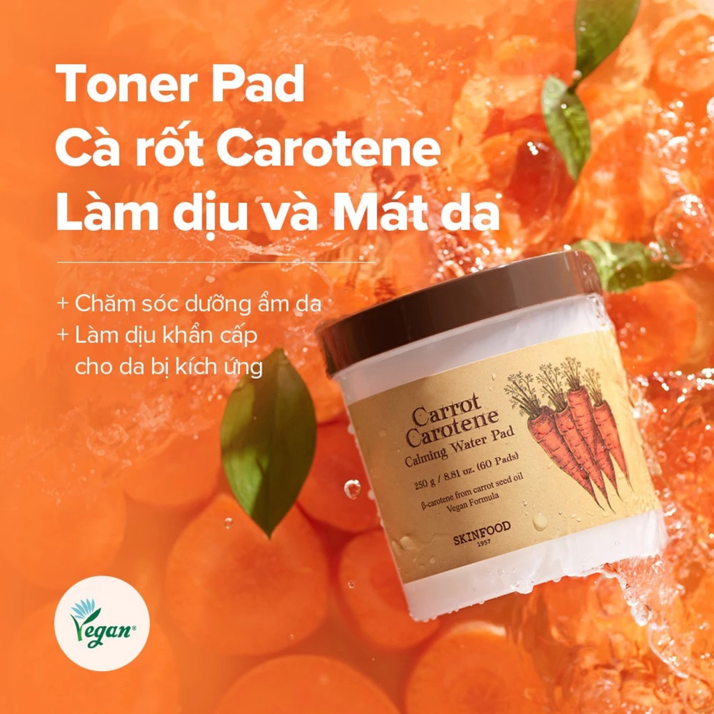 Toner Pad Chiết Xuất Cà Rốt Làm Dịu Mát Làn Da Carrot Carotene Calming Water Pad