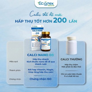 CANXI NANO D3 - Viên Uống Bổ Sung Canxi, Hỗ Trợ Tăng Chiều Cao, Giúp Xương Chắc Khỏe