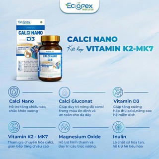 CANXI NANO D3 - Viên Uống Bổ Sung Canxi, Hỗ Trợ Tăng Chiều Cao, Giúp Xương Chắc Khỏe
