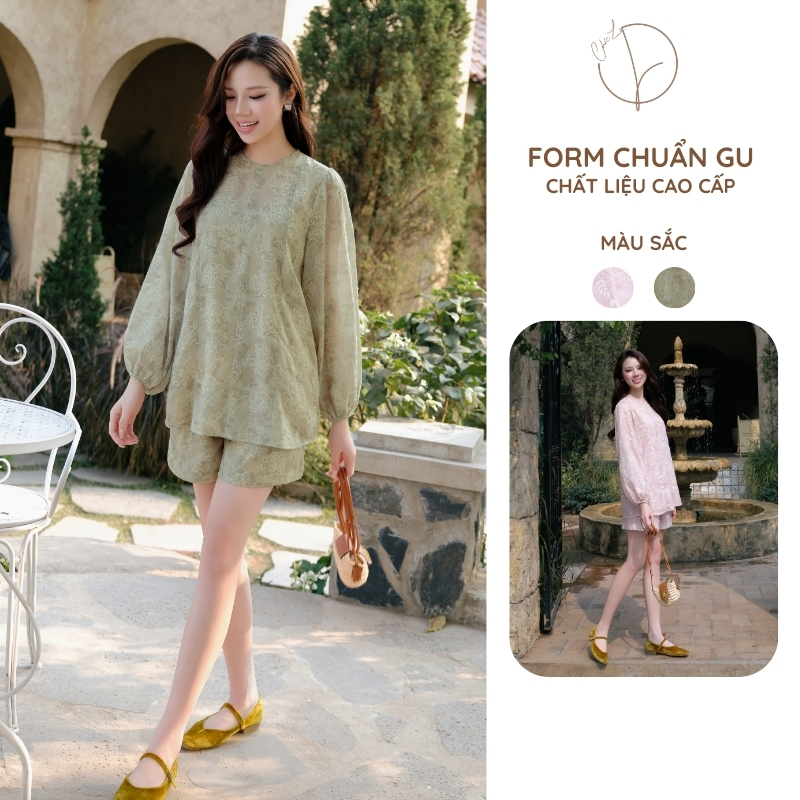 Set Áo Nữ Ren Hoa Tay Bồng ViVy Thiết Kế 2 Lớp Form Rộng Thoải Mái ChicLy Design - AQ754